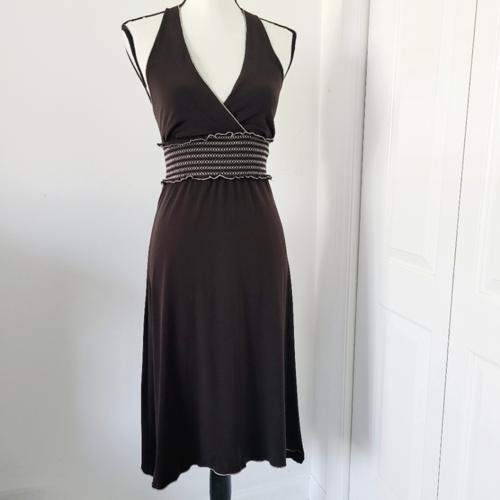 Halter dress Vintage 70's brown Max Edition XS